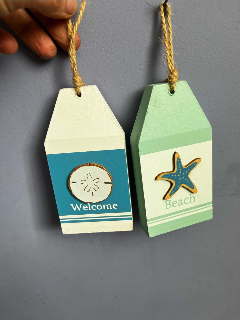 Set of 2 welcome beach, seaside, hanging, or shelf decor